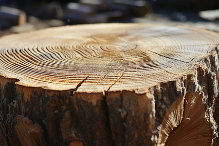 木桩大树砍伐后大树的年轮背景