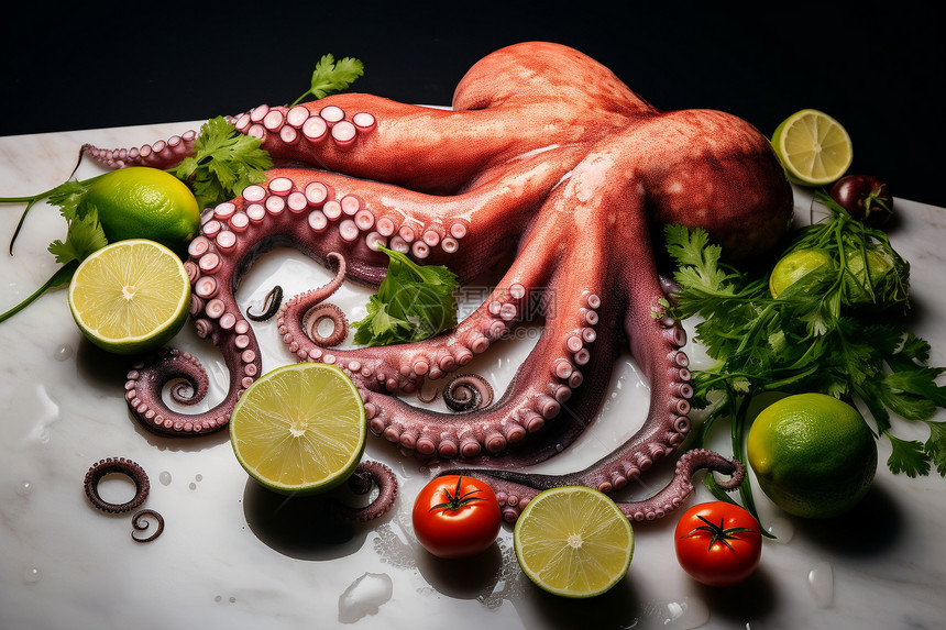 准备烹饪的章鱼海鲜图片