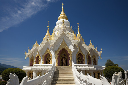 历史悠久的泰式白色宫殿高清图片