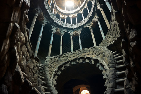 旋转地下古代阶梯背景图片
