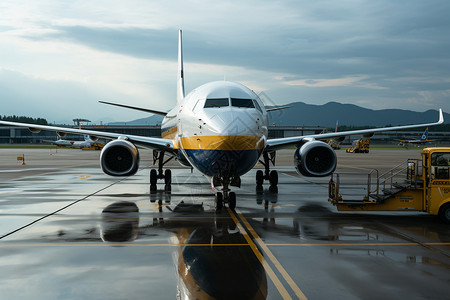 运输乘客的民航飞机背景图片