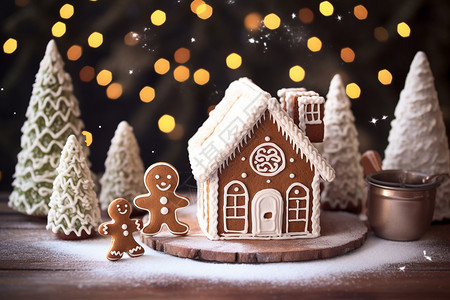 庆祝圣诞节的姜饼屋背景图片