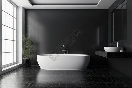 浴黑色极简装修的室内家居场景设计图片