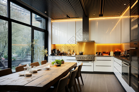 明亮宽敞的厨房图片