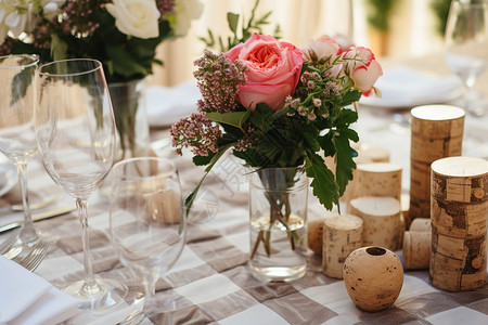 浪漫的婚宴餐桌布置背景图片