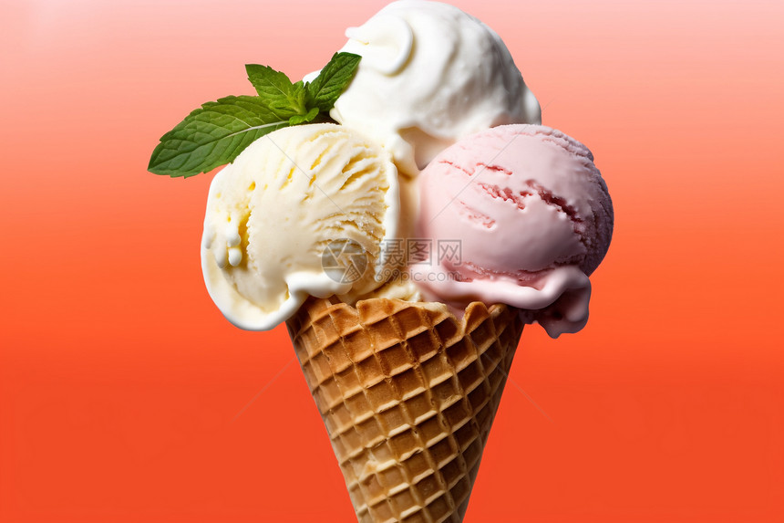 冰凉爽口的冰淇淋甜筒图片