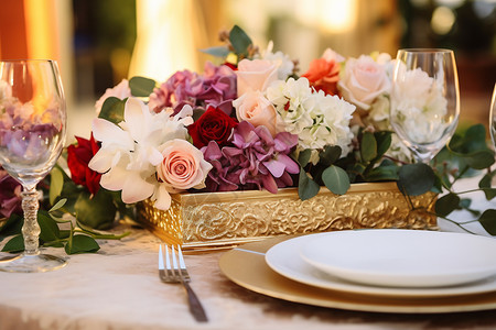 浪漫的餐桌布置图片