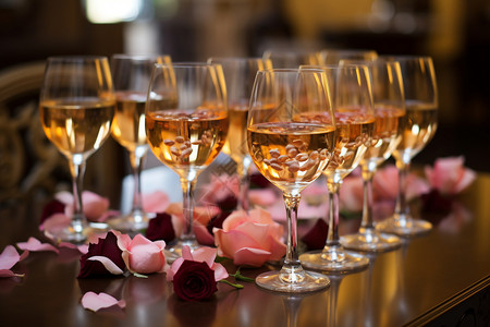 庆祝宴会上的香槟酒杯背景图片