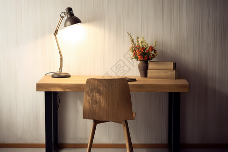 里的实木书桌装饰图片