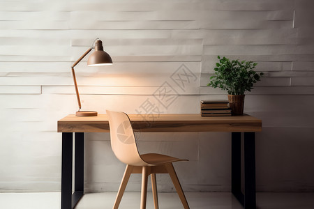 朴素的实木书桌装饰背景图片