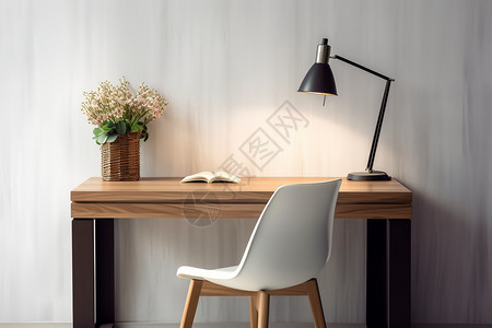 实木办公桌现代简约的书桌背景