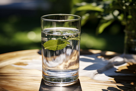 玻璃杯中的饮用水背景图片