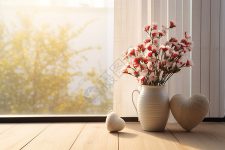 窗边的花瓶装饰背景图片