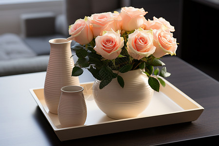 现代简约的客厅花瓶装饰背景图片