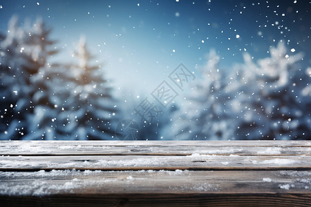 冬天树林背景冬季落满雪花的桌面设计图片