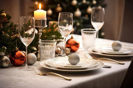 庆祝圣诞节的仪式感晚餐高清图片