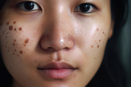 亚洲女性脸上的斑点图片