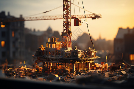 玩具船拆解中的建筑机械设计图片