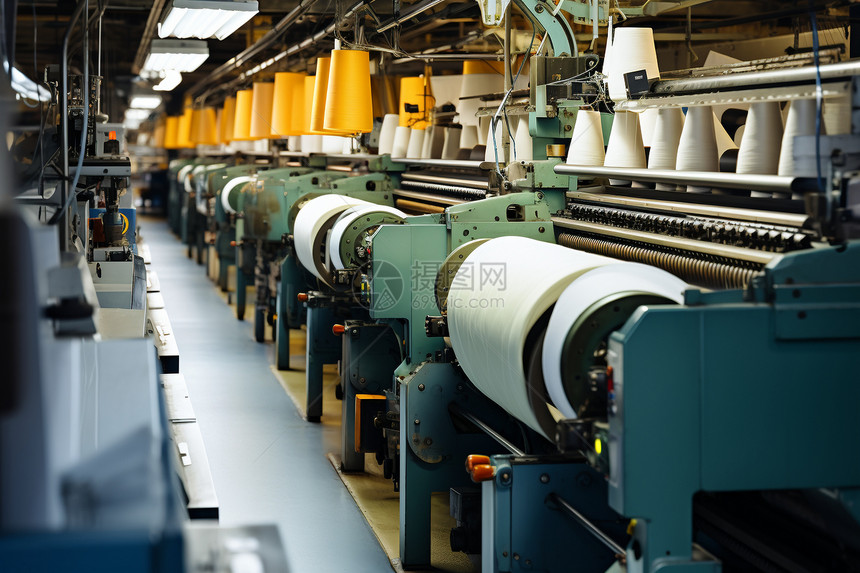 机器化纺织生产的工厂图片