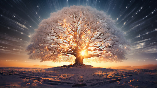 冰冻的大树背景图片