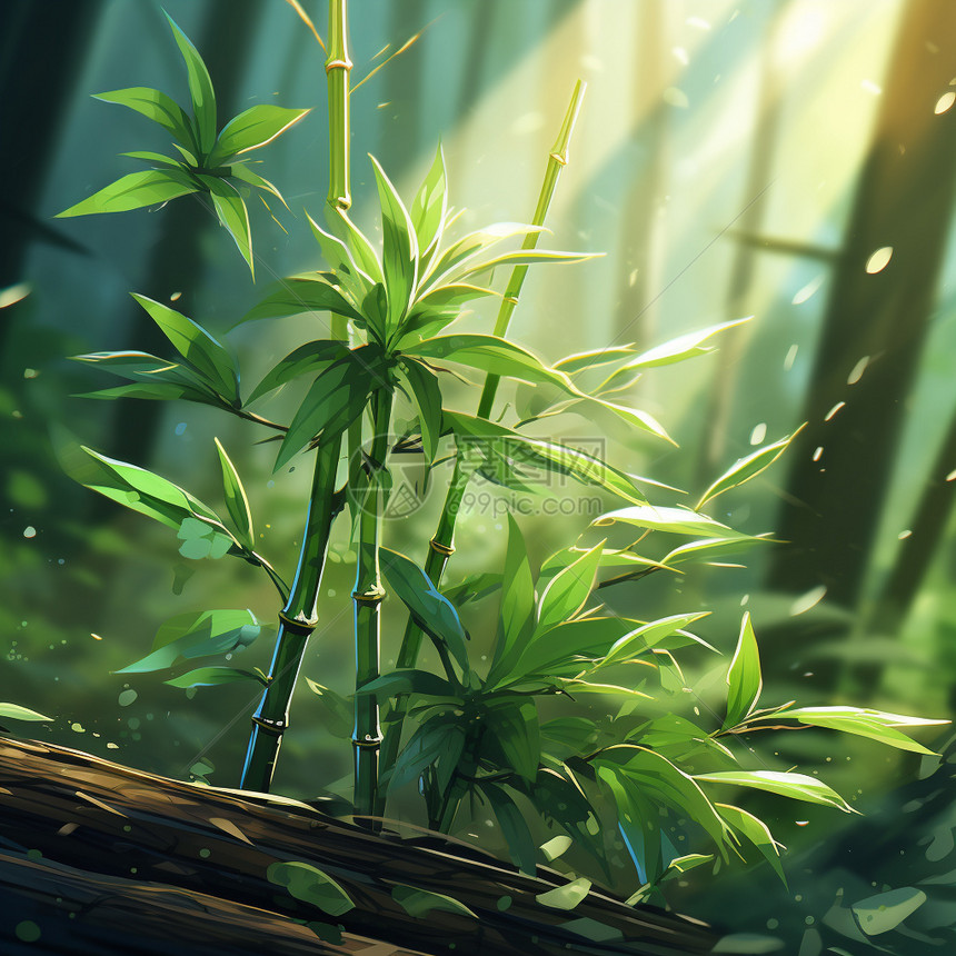 阳光下的竹子图片