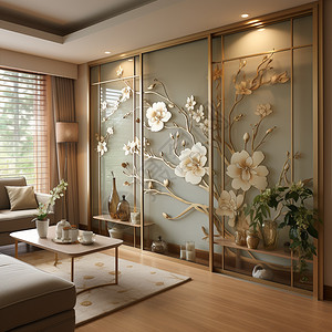 中式回纹玻璃门中式背景墙背景