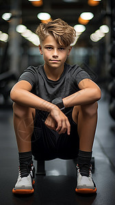 训练运动的男孩背景图片