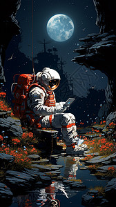 夜晚的航天员背景图片