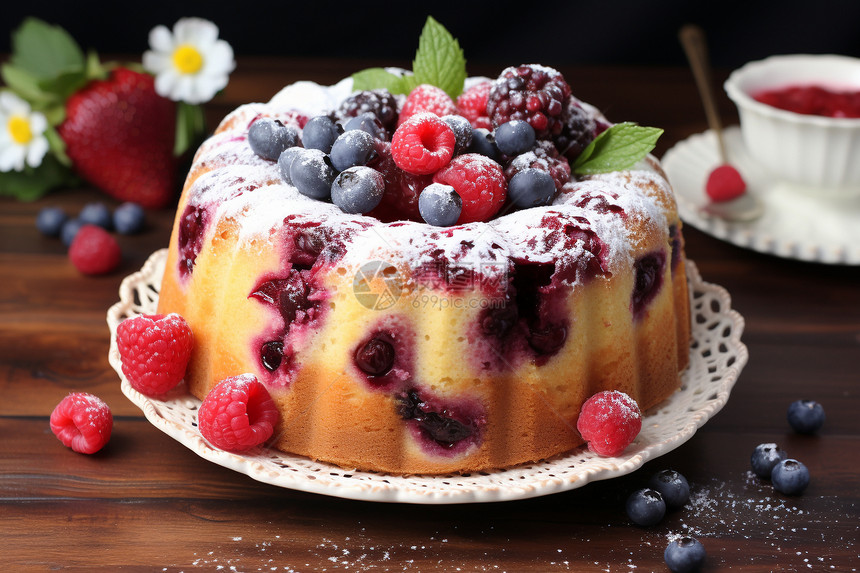 浪漫的浆果蛋糕图片