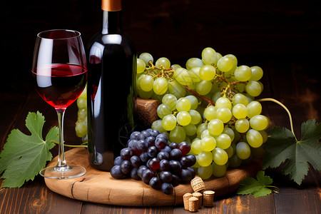 香醇的葡萄酒和葡萄图片