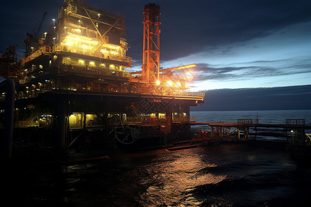海上的巨大石油平台背景图片