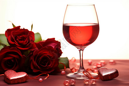 浪漫的红酒和玫瑰图片
