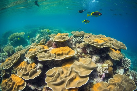 海底的珊瑚礁和约图片