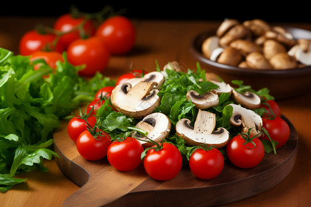 健康的番茄和蘑菇图片