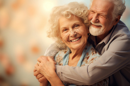 温馨幸福的老年夫妻背景图片