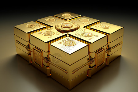财产安全保护金色的安全保险箱背景