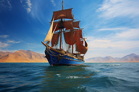 航行的大帆船背景图片