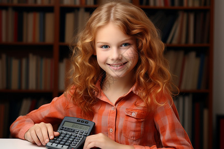 学生计算器手持计算器的女孩背景