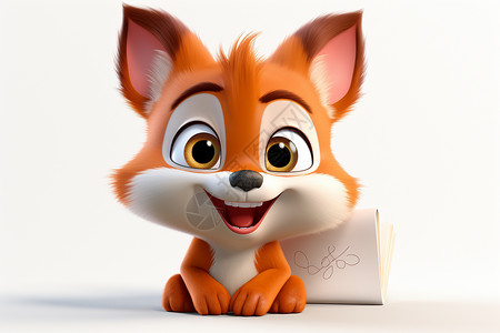 白色小狐狸微笑的卡通狐狸插画