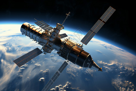 科技空间站宇宙中的太空空间站背景