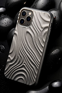 金属手机壳银色水波纹手机壳背景