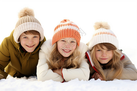 冬季笑容满面的孩子们背景图片