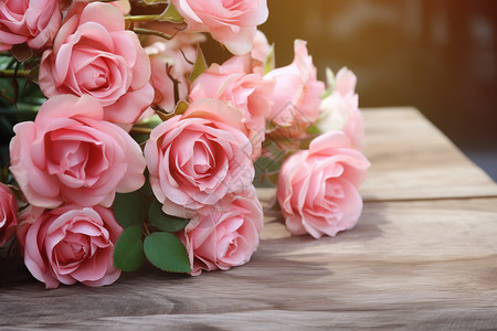 美丽的粉色玫瑰花束背景图片