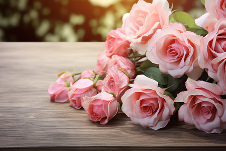 夏日盛放的玫瑰花束背景图片