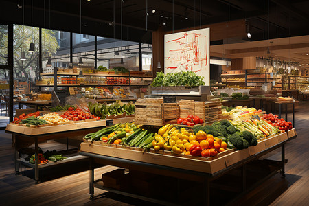 室内物品超市内售卖的蔬菜背景