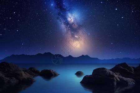 浩瀚星空的夜晚景观图片
