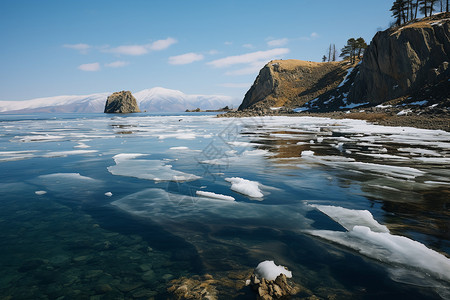 冬季冰冻的贝加尔湖景观图片