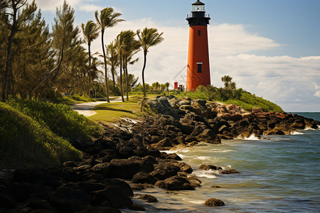美丽的海岸灯塔景观图片