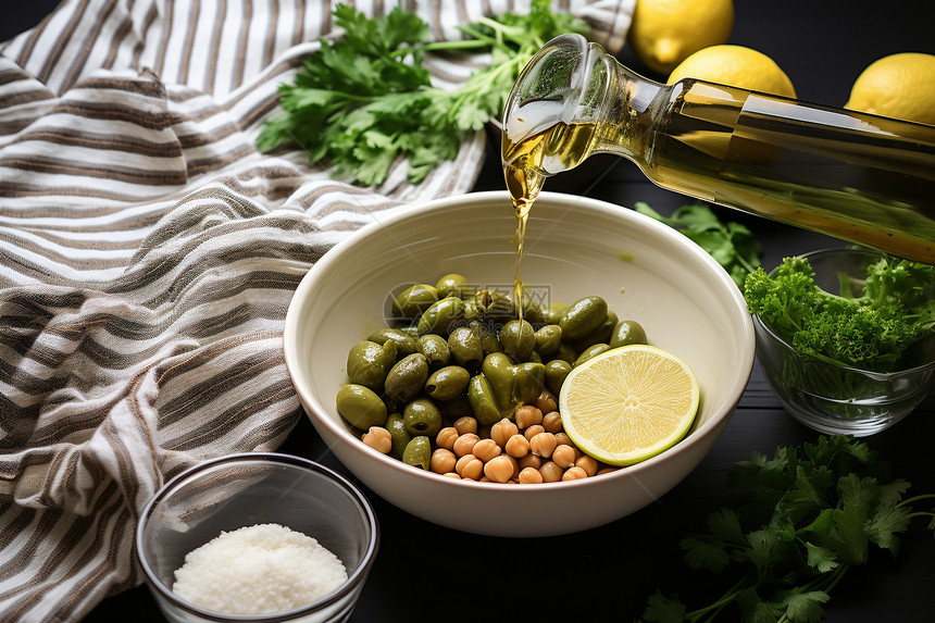 健康的橄榄和谷物图片