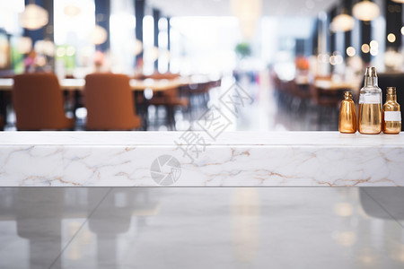 室内餐厅的大理石台面背景图片